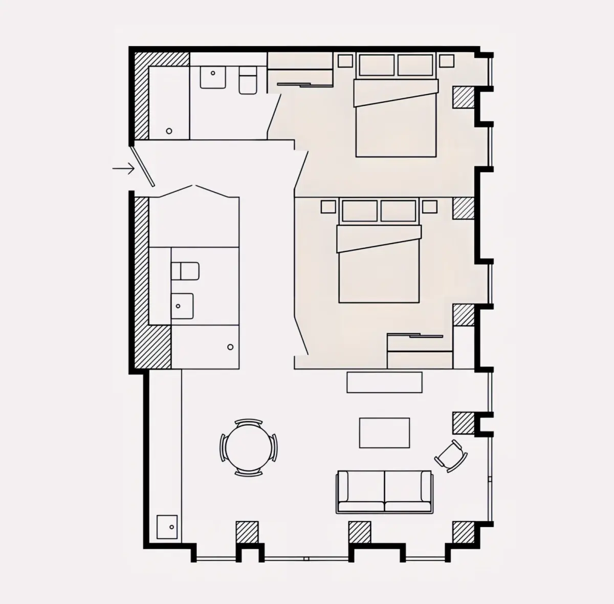 2 Rooms view 1