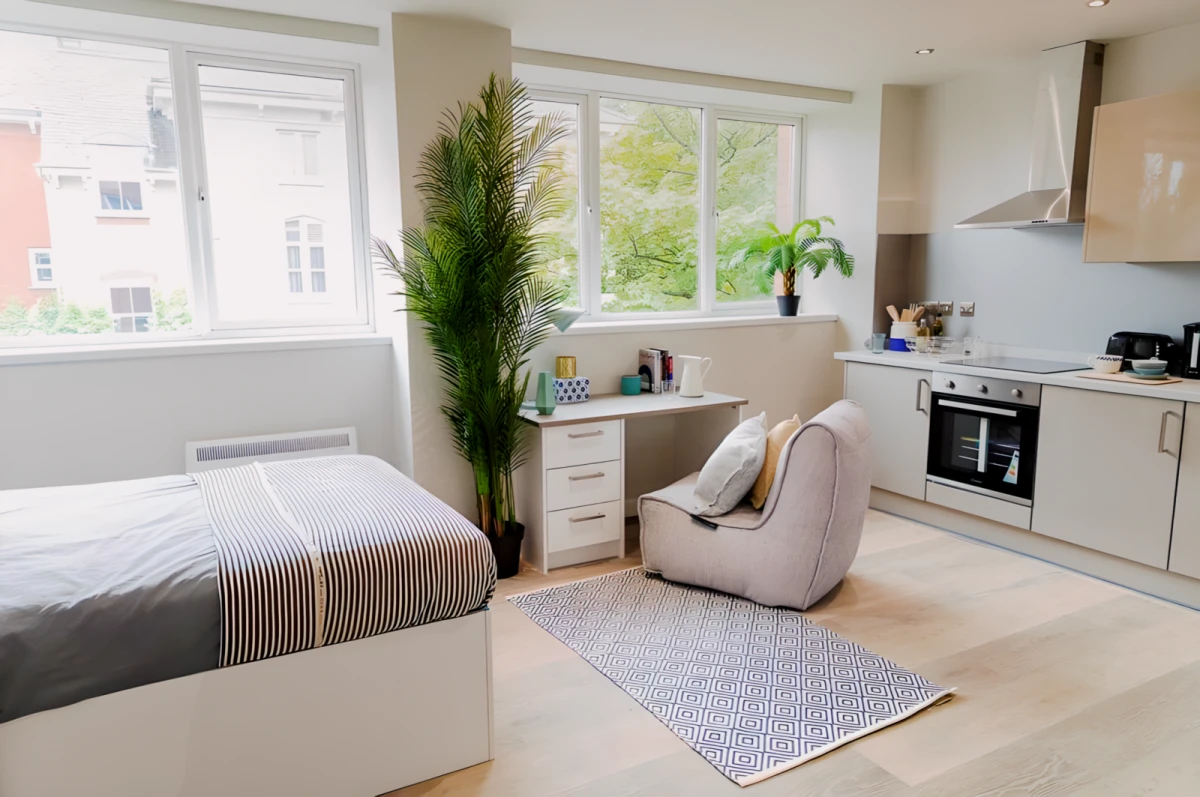 Corner view with dishwasher