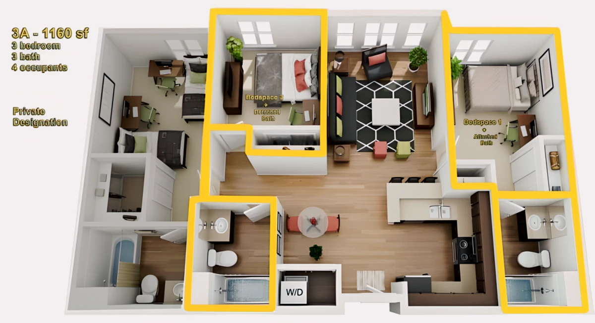 3 Rooms view 2