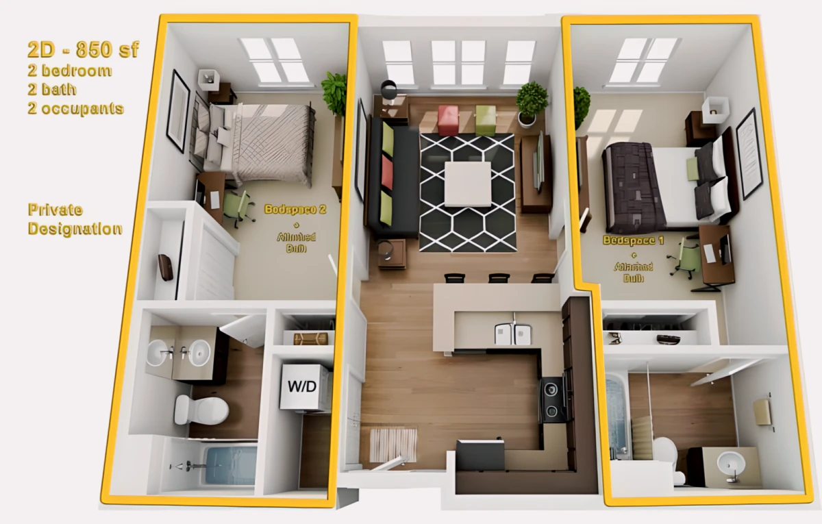 2 Rooms view 1