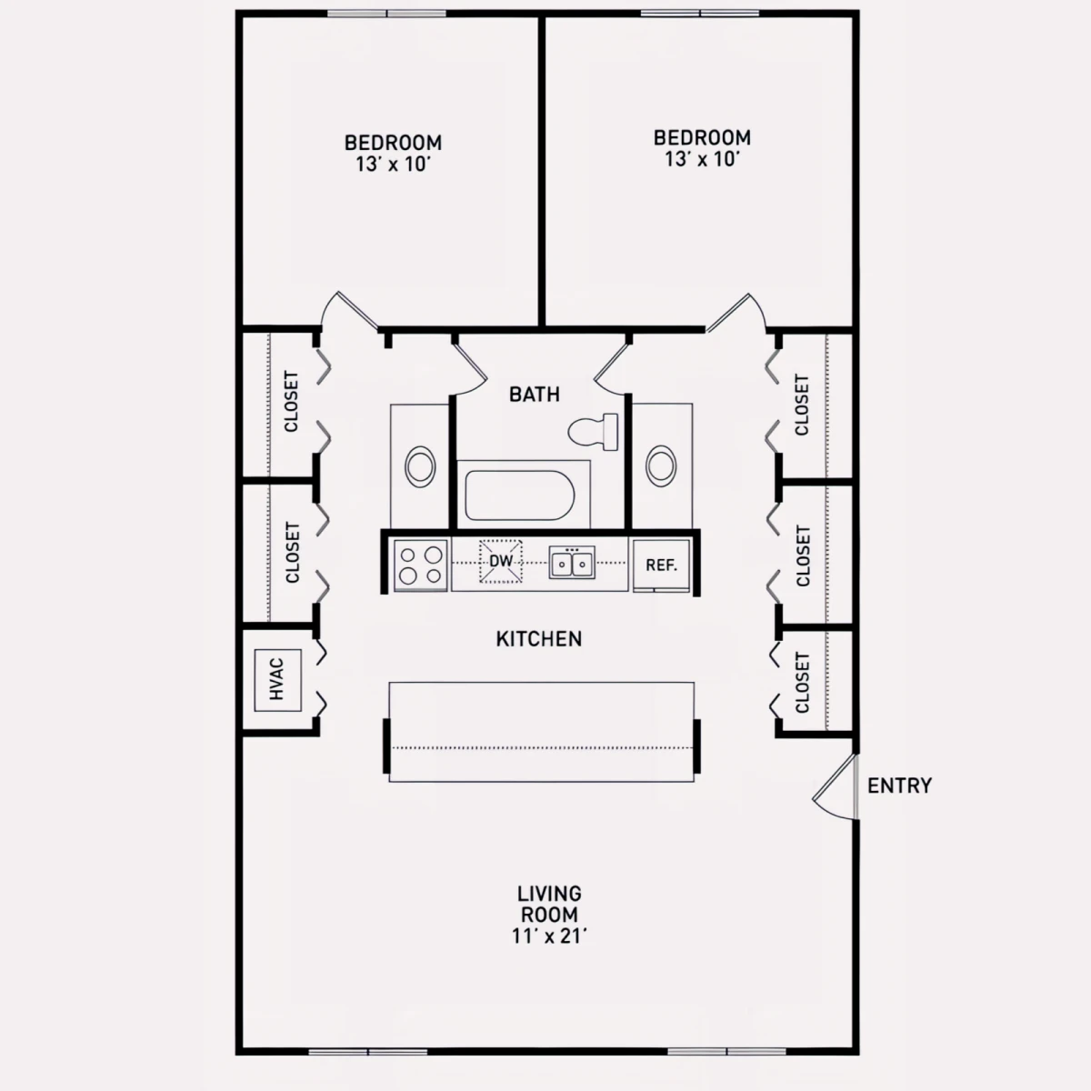 2 Bed 1 Bath for 3 People