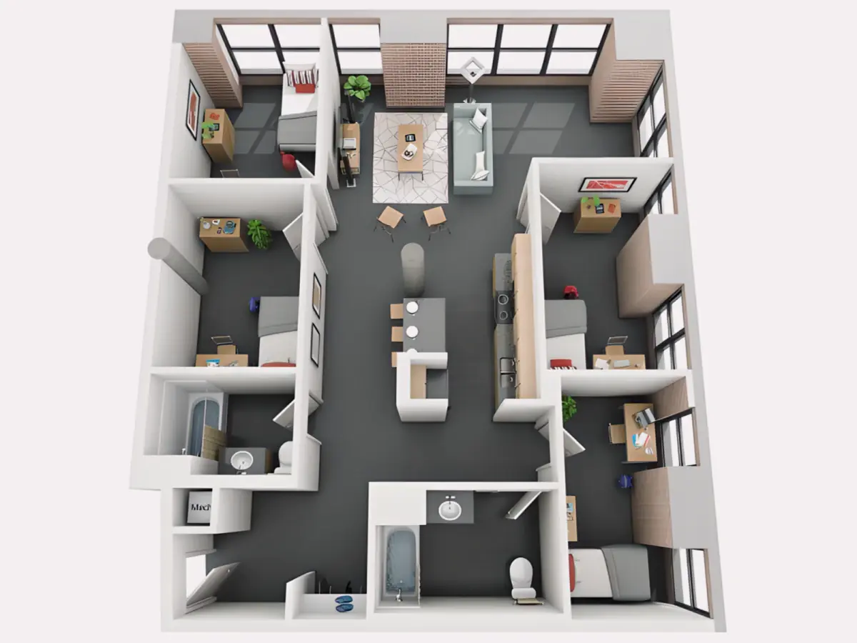 4 Rooms view 2