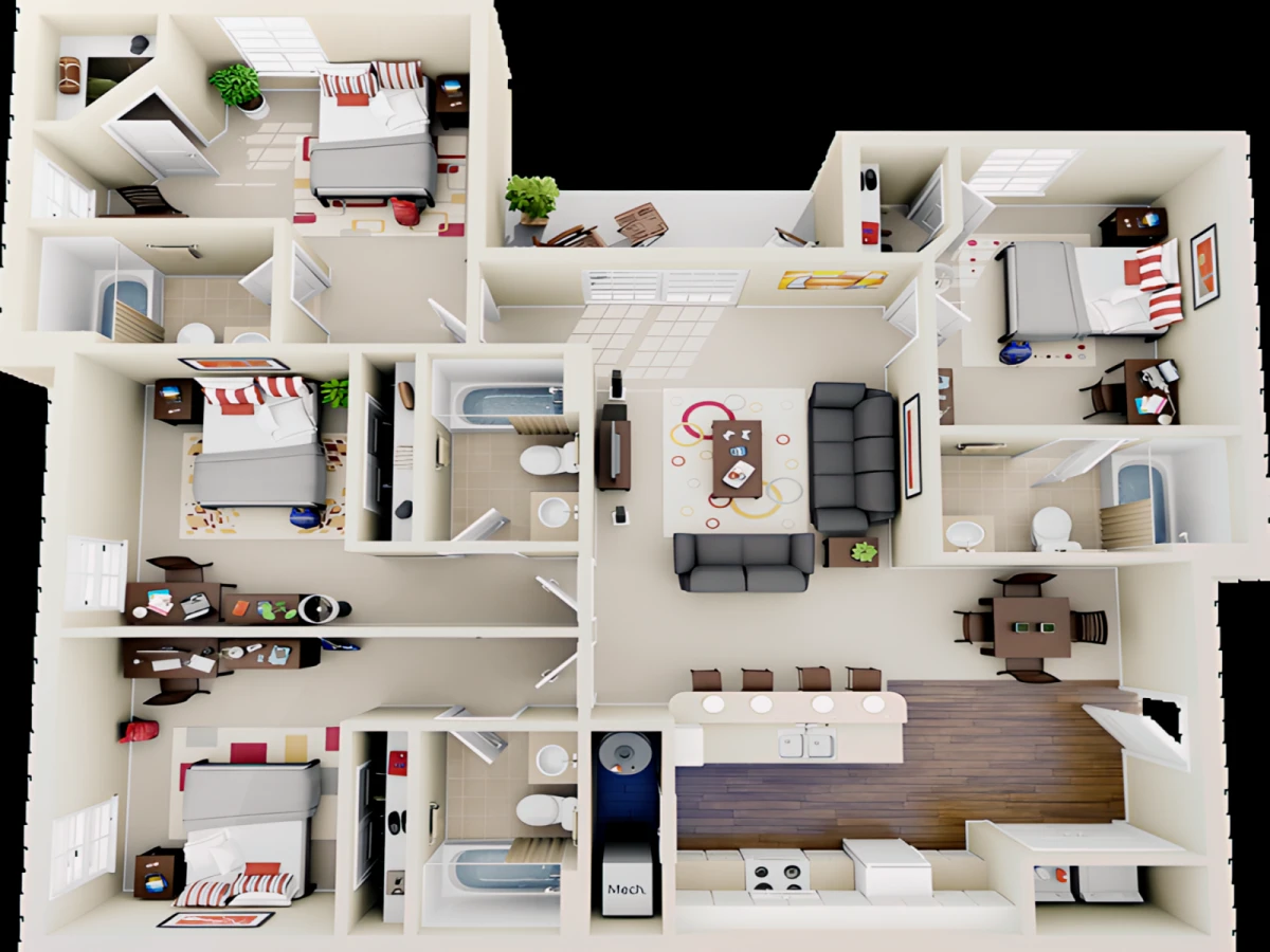 4 Rooms view 2