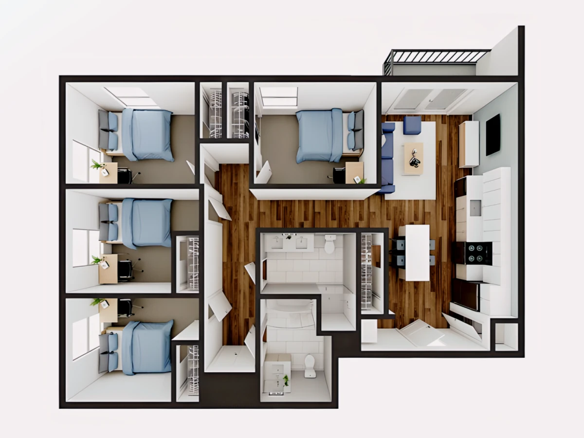 4 Rooms view 3