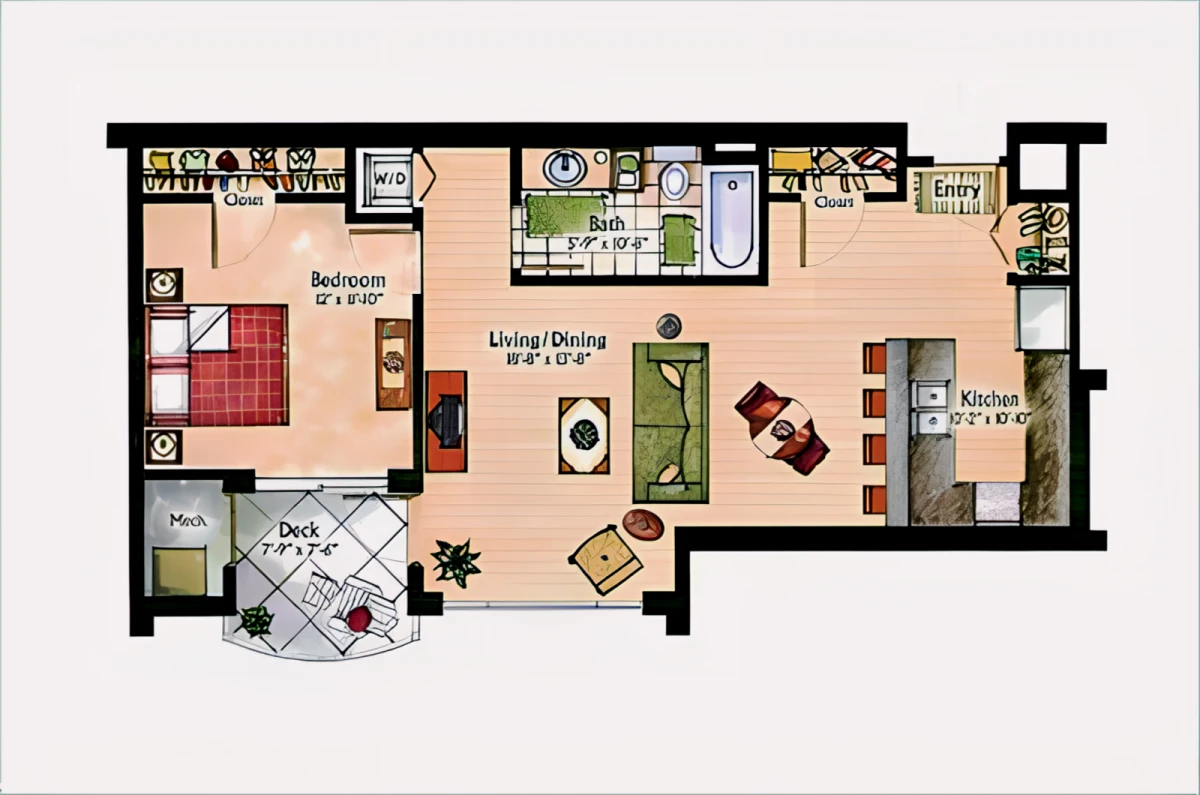 1 bed 1 bath the Midtown