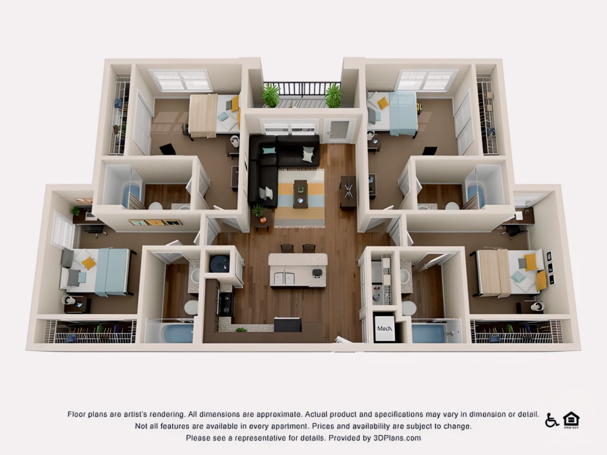 4 Rooms view 1