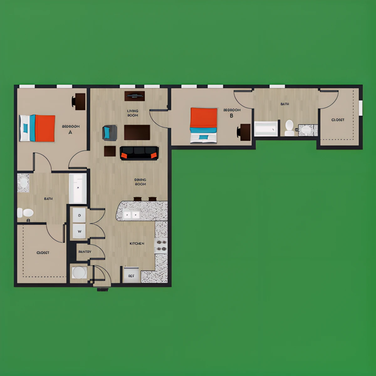 2 Rooms view 1