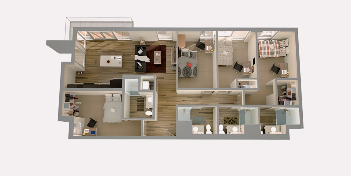 4 Rooms view 2