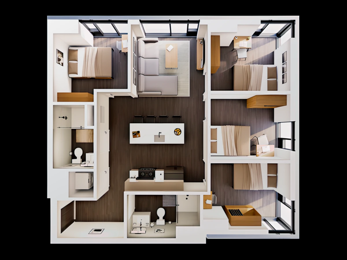 4 Rooms view 1