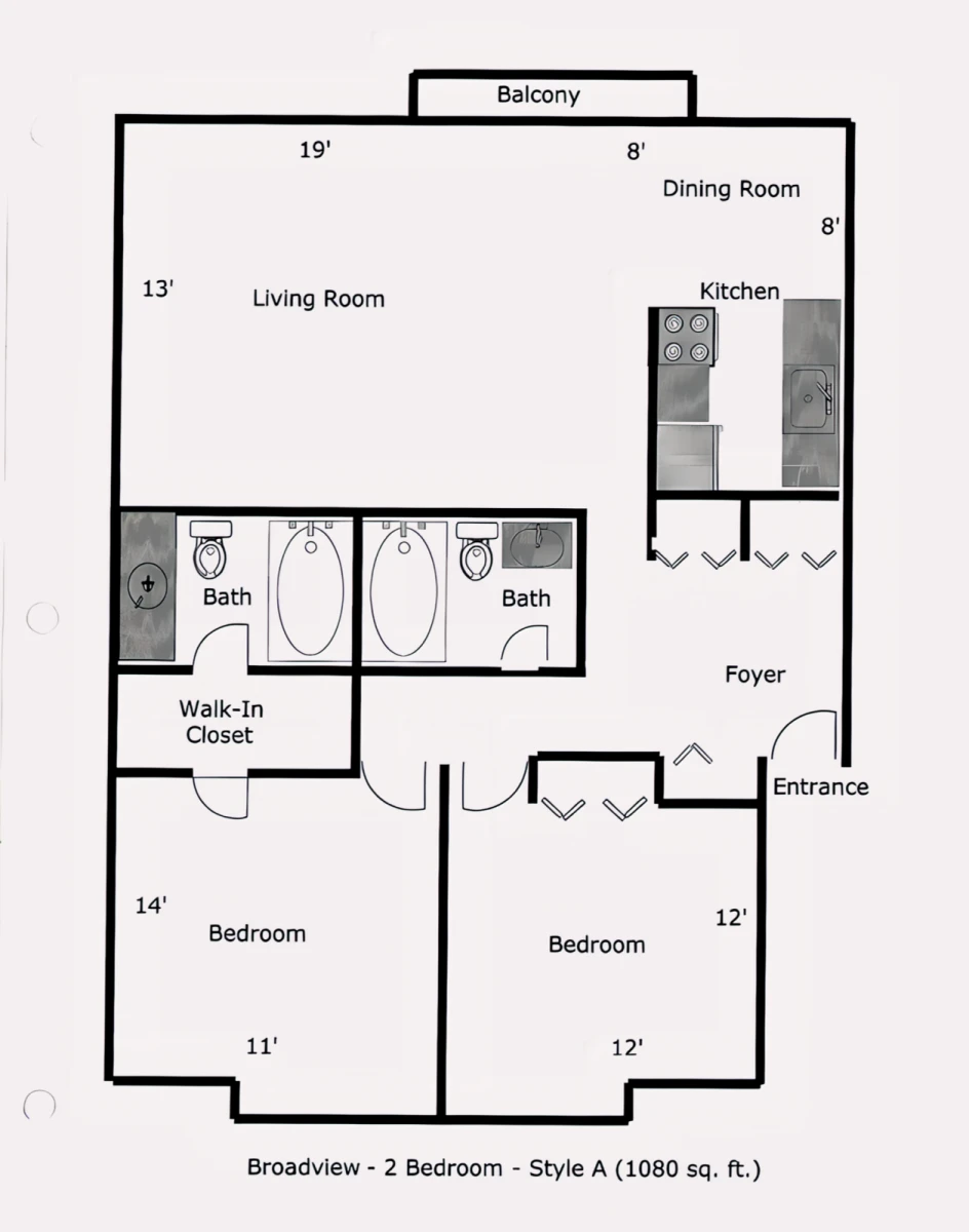 2 Bedroom 2 bathroom style a