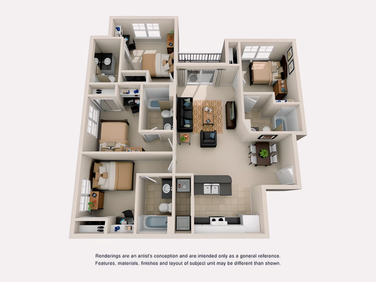 4 Rooms view 1
