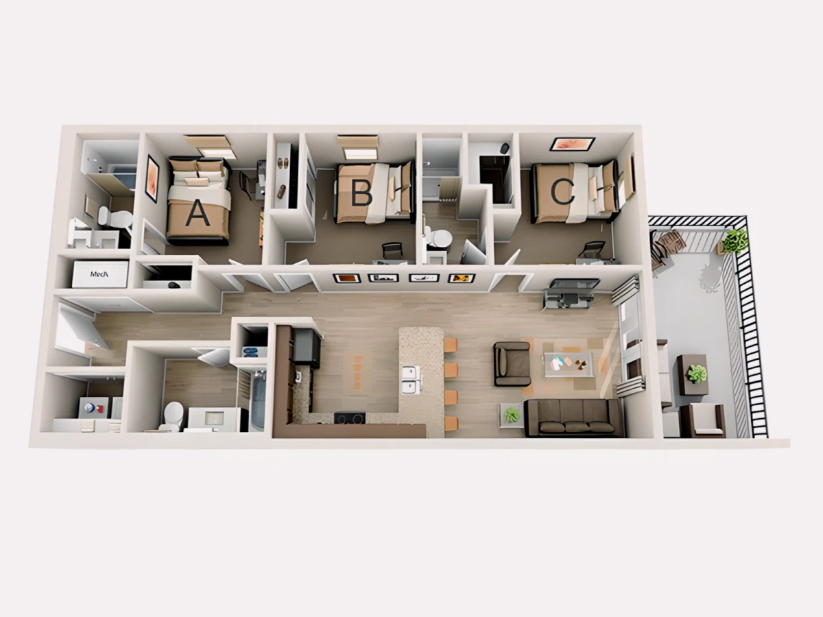3 Rooms view 2