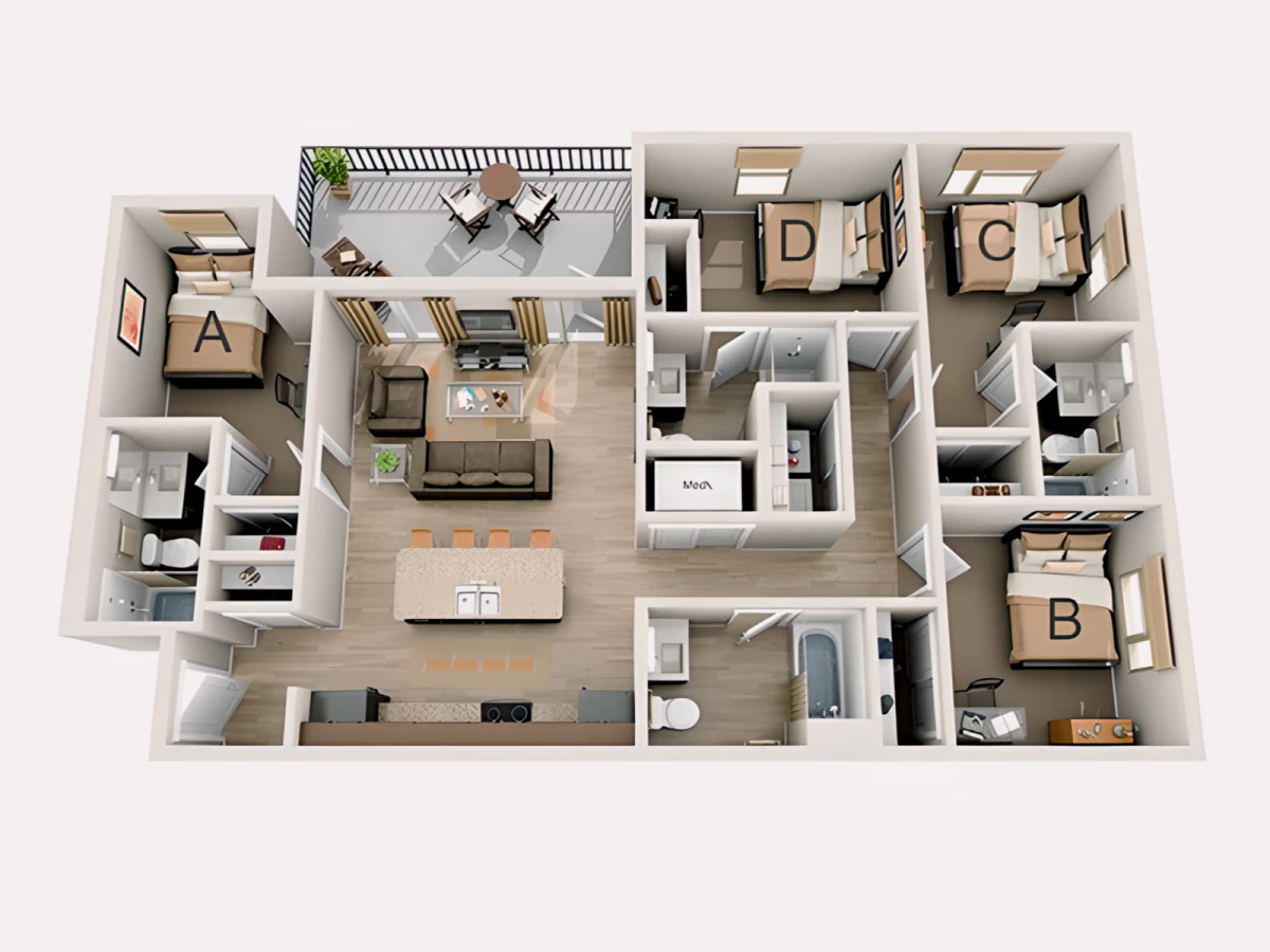 4 Rooms view 3