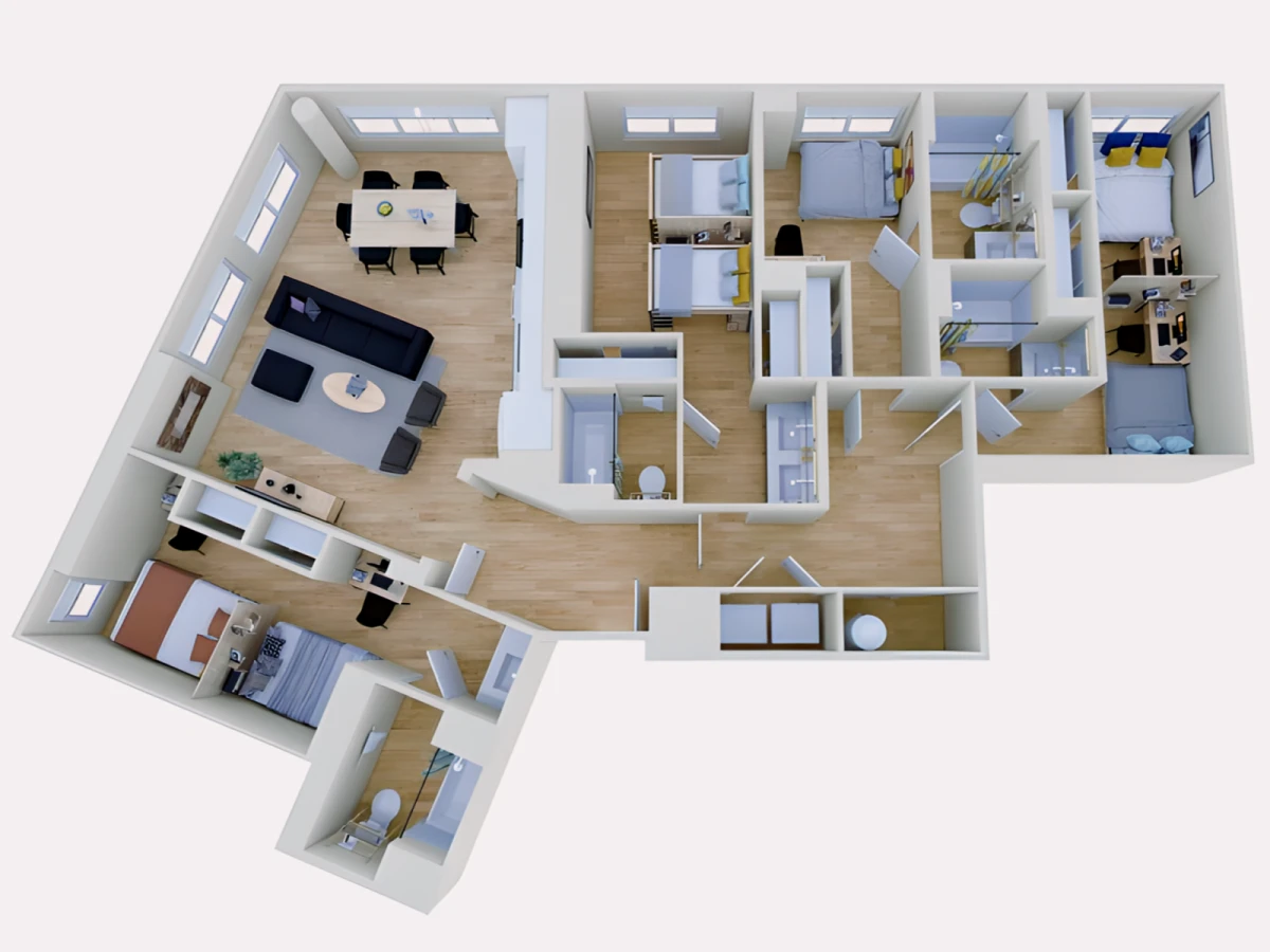 4 Rooms view 2