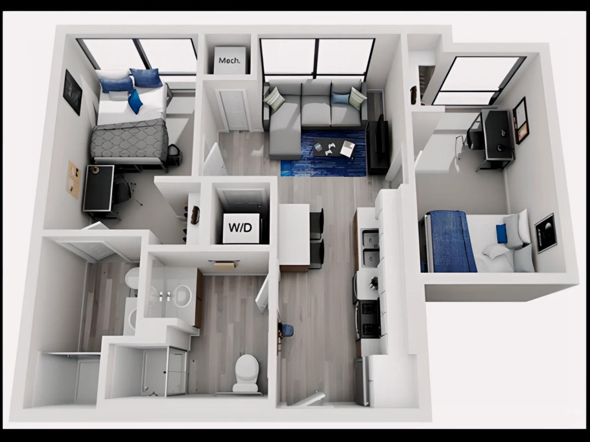 2BR/2BA Rooms view 2