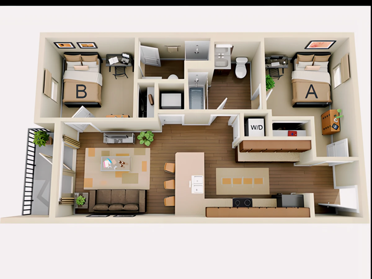 2BR/2BA Rooms view 1