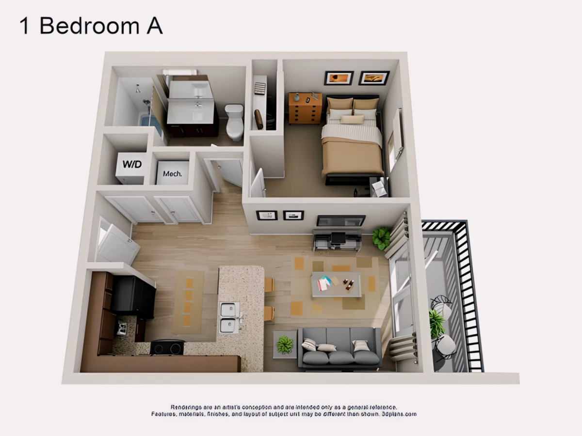 2BR/1BA Rooms view 1