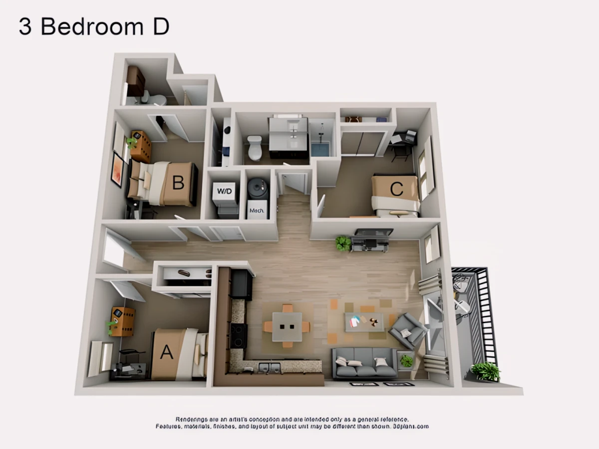 2BR/2BA Rooms view 1