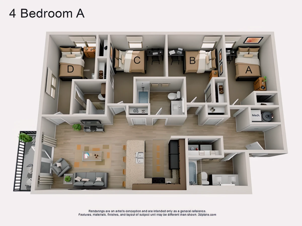 4BR/3BA Rooms view 1