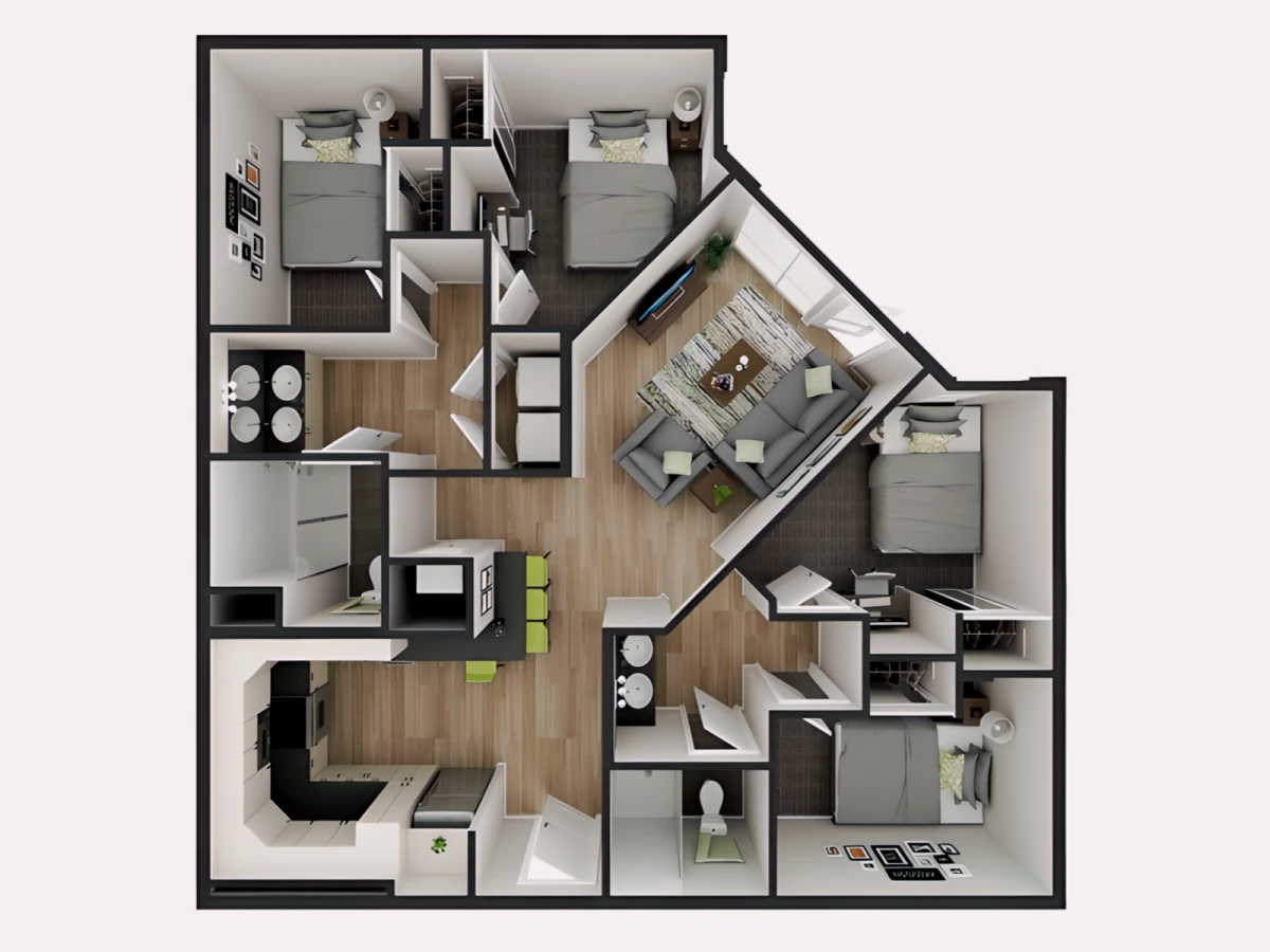 4 Rooms view 2