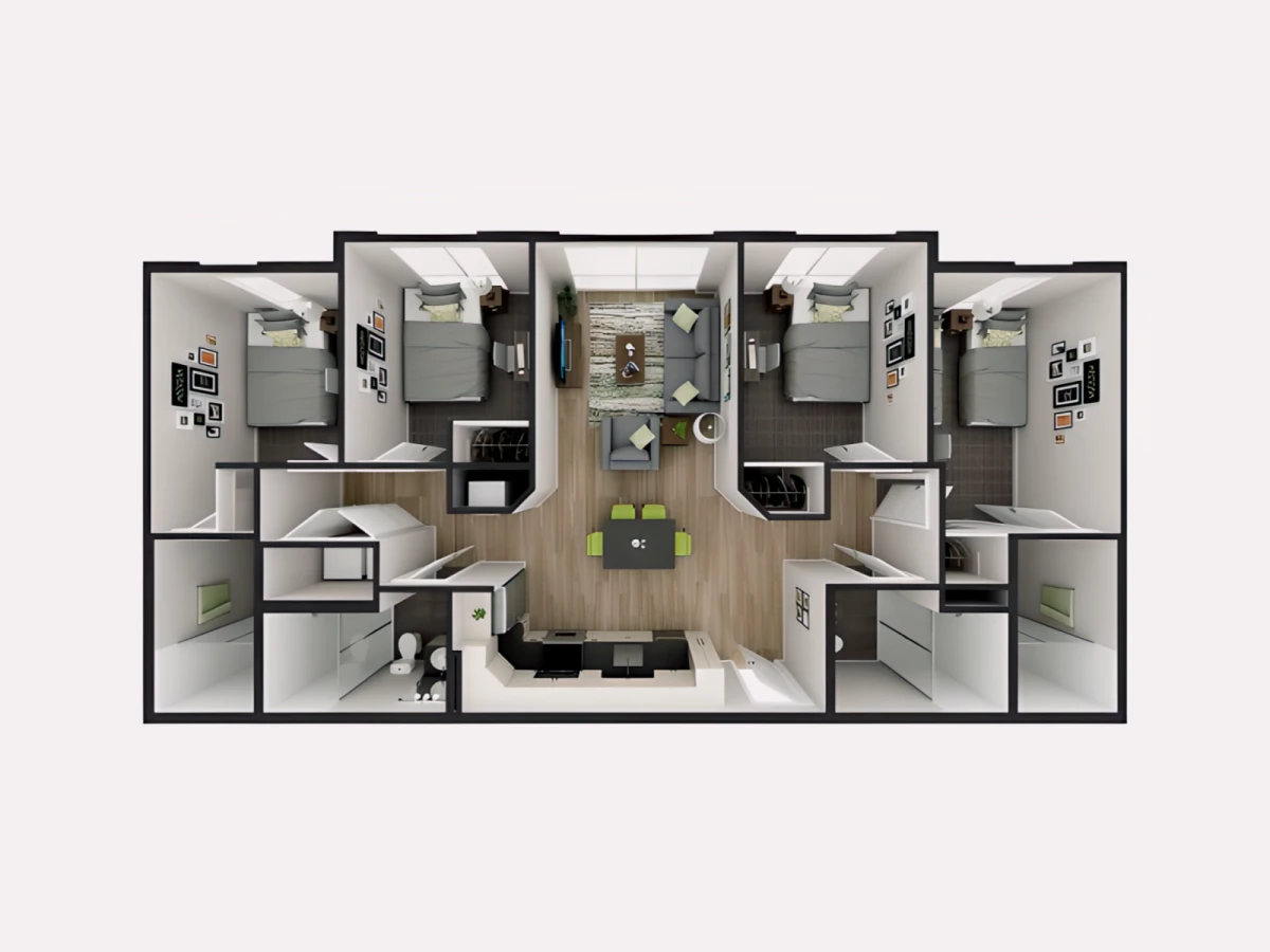 4 Rooms view 1