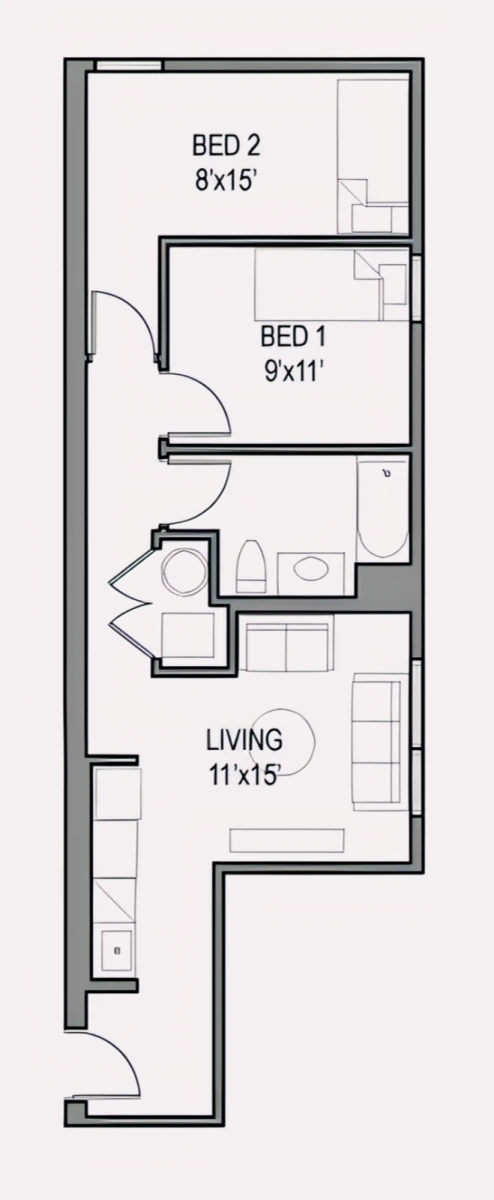 2 Rooms view 3