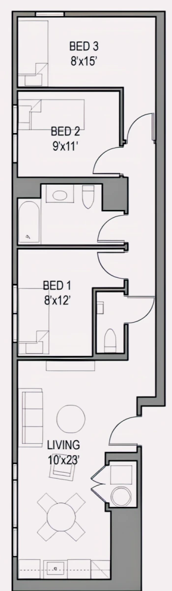 3 bed (Single room) plan c
