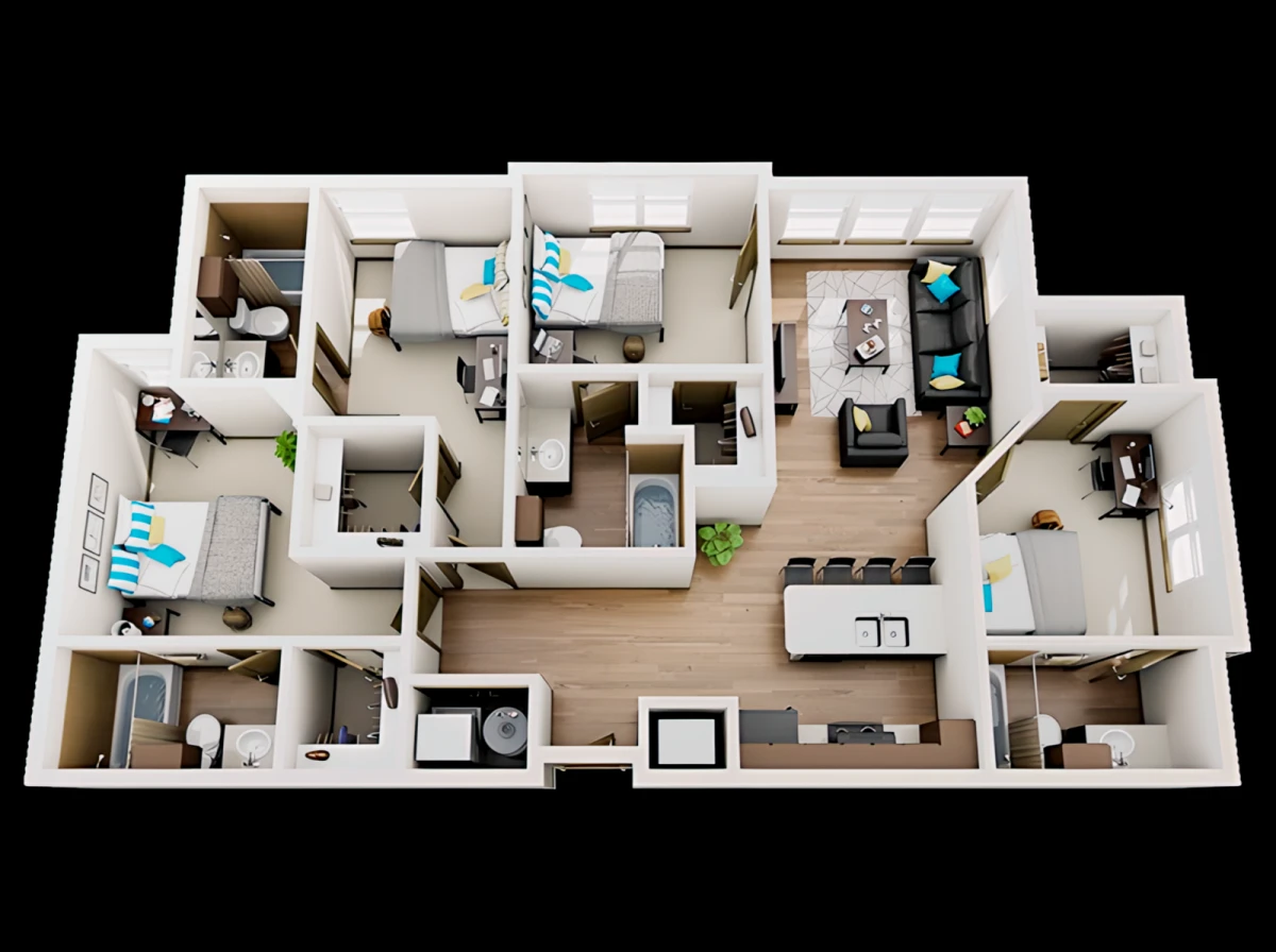 4 Rooms view 2