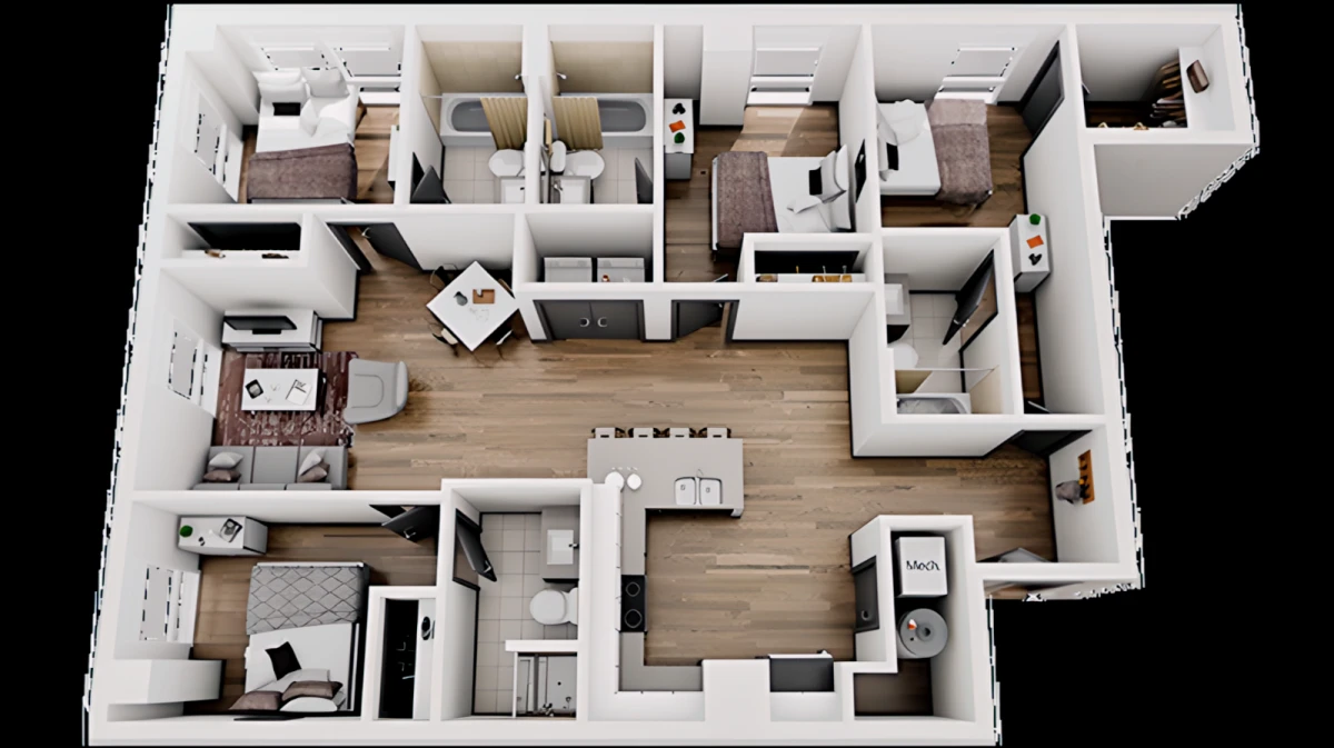 4 Rooms view 1