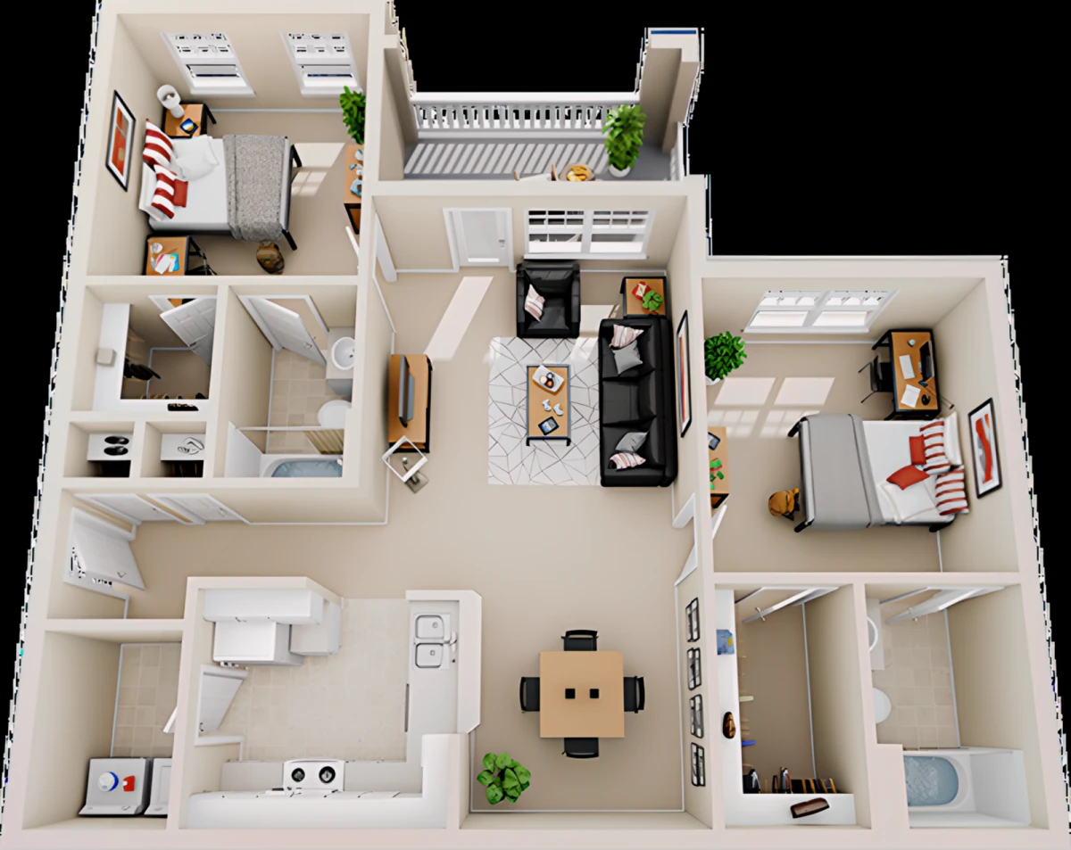 2 Rooms view 1