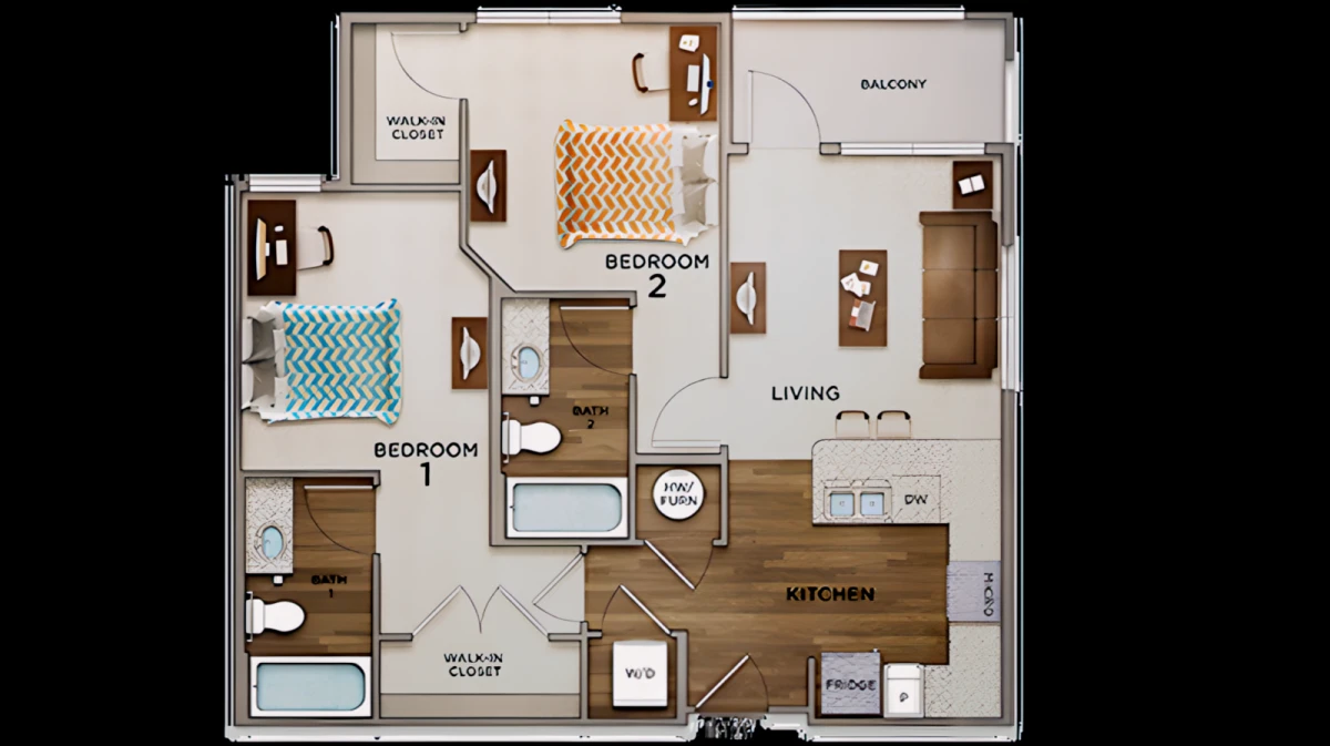 2 Rooms view 1