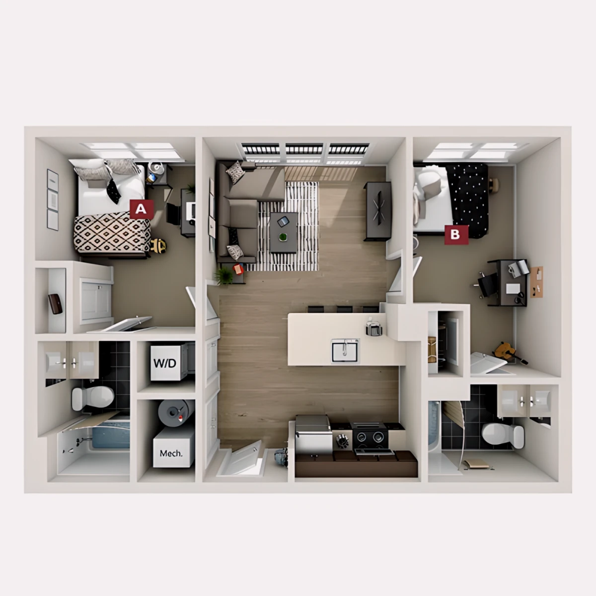 2 Rooms view 1
