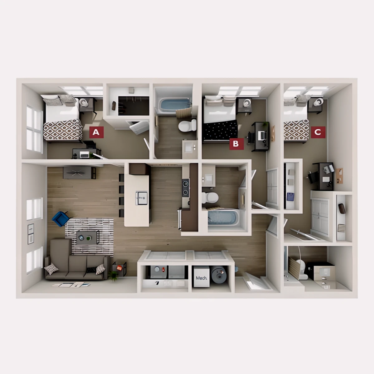 3 Rooms view 2