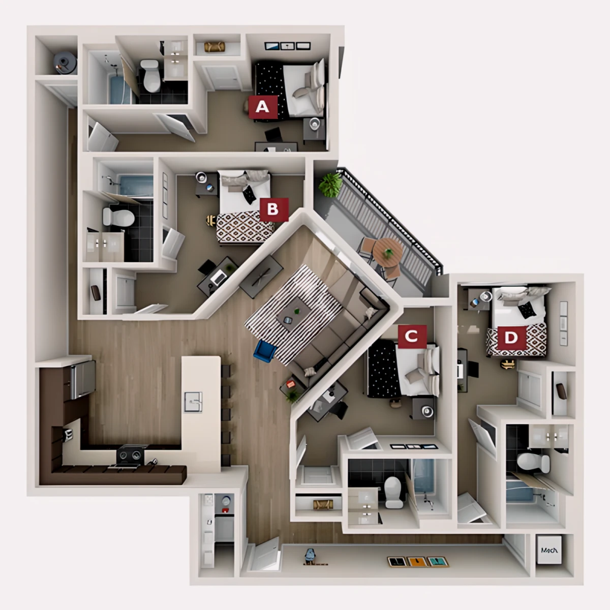 4 Rooms view 3