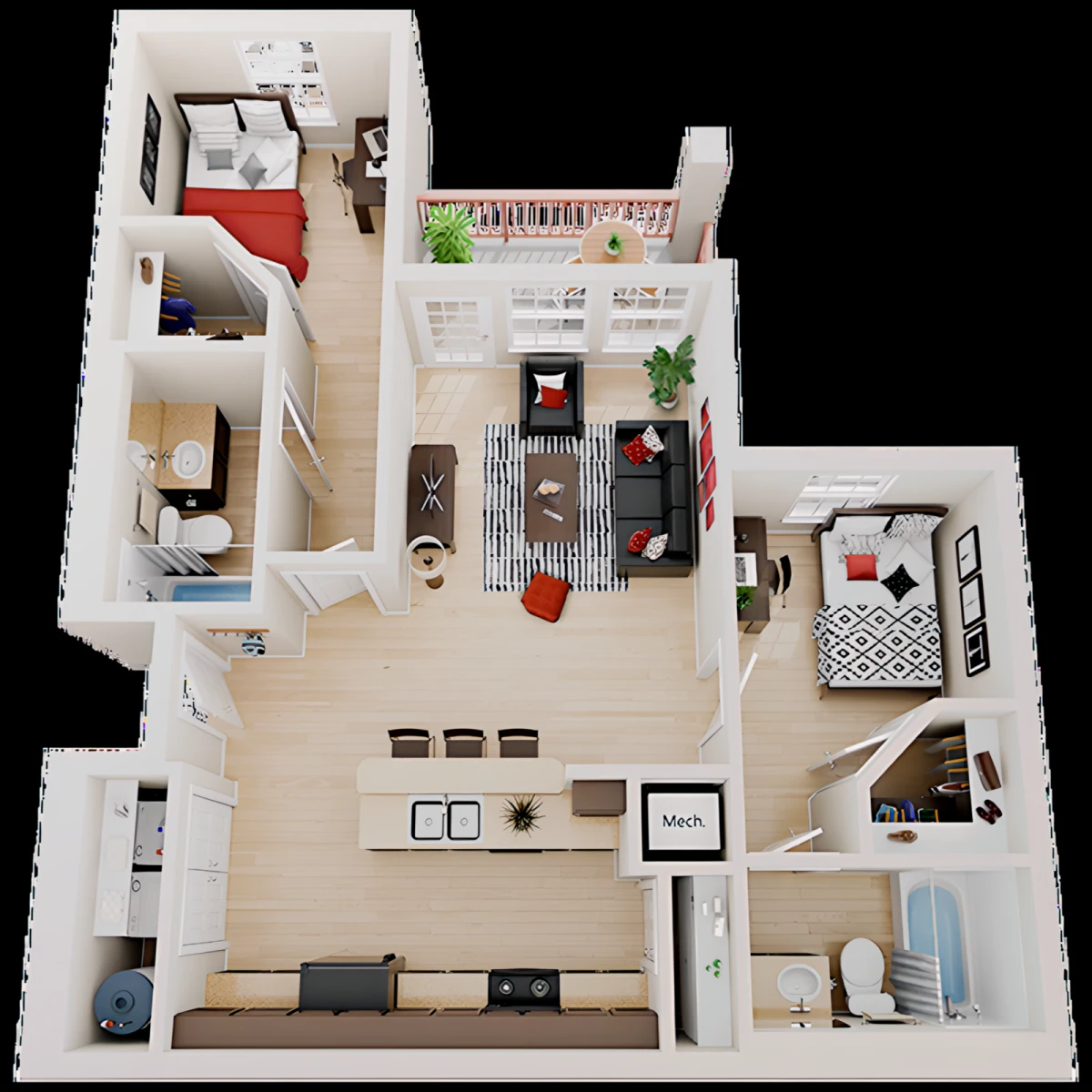 2 Rooms view 1