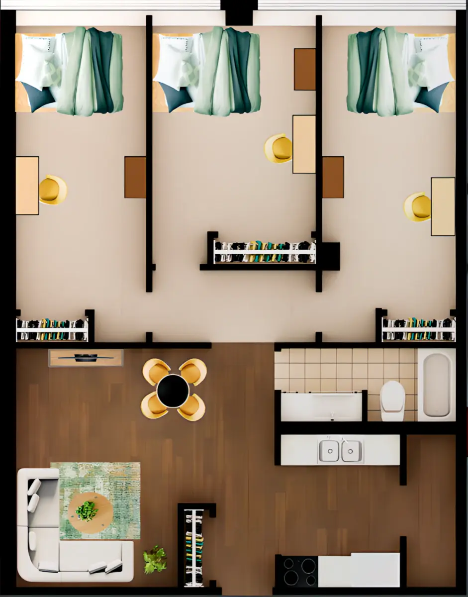 3 Rooms view 4