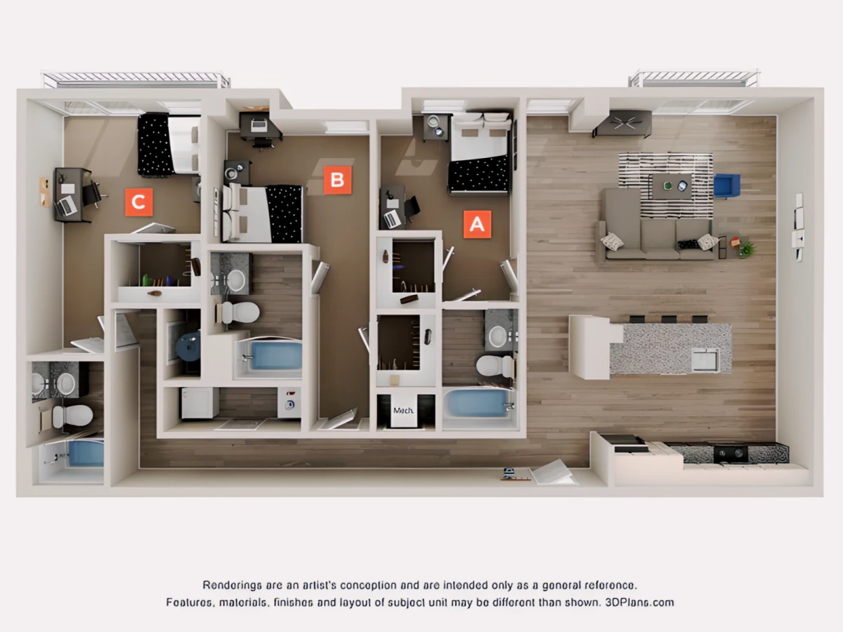 3 Rooms view 2