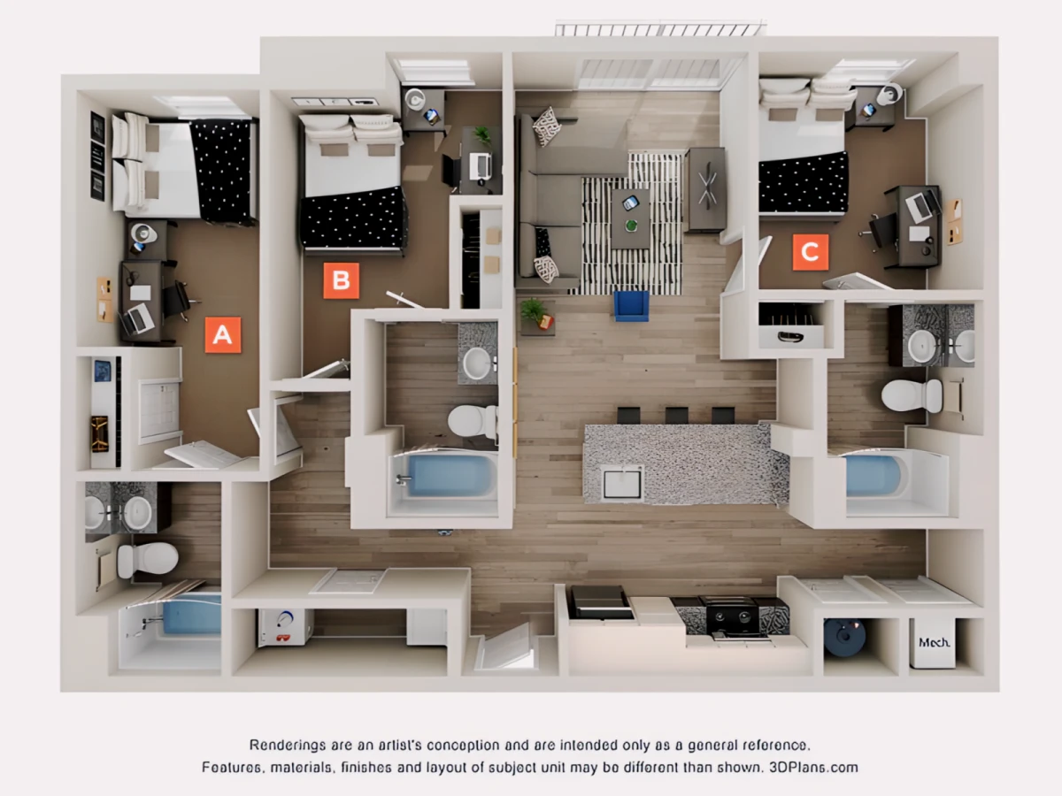 3 Rooms view 1