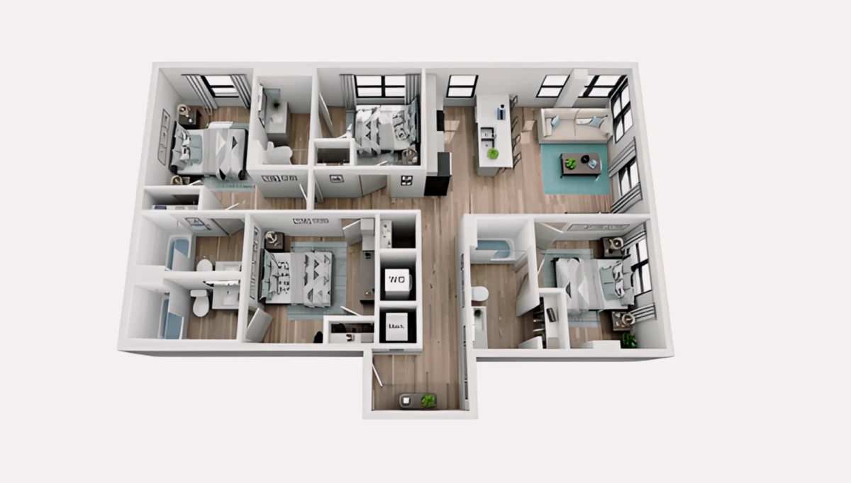 4 Rooms view 2