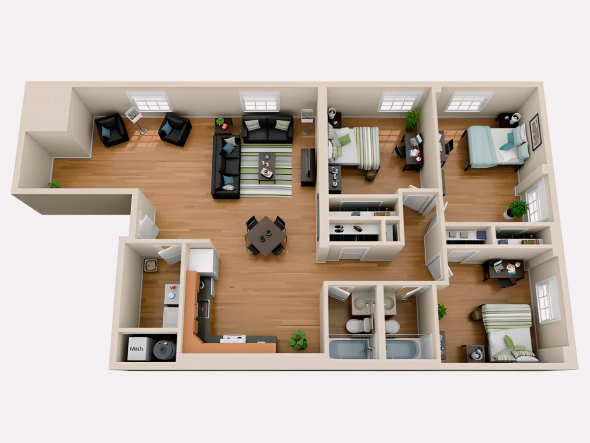 3BR/2BA Rooms view 2