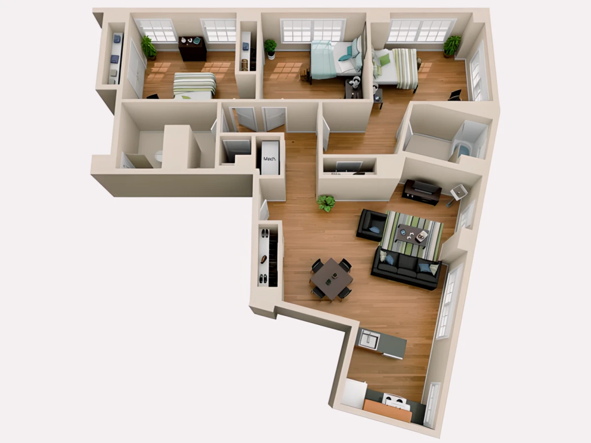 3BR/2BA Rooms view 1