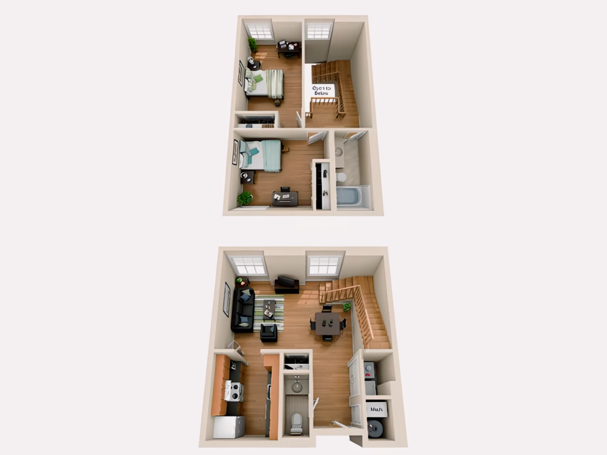 2BR/1.5BA Rooms view 1