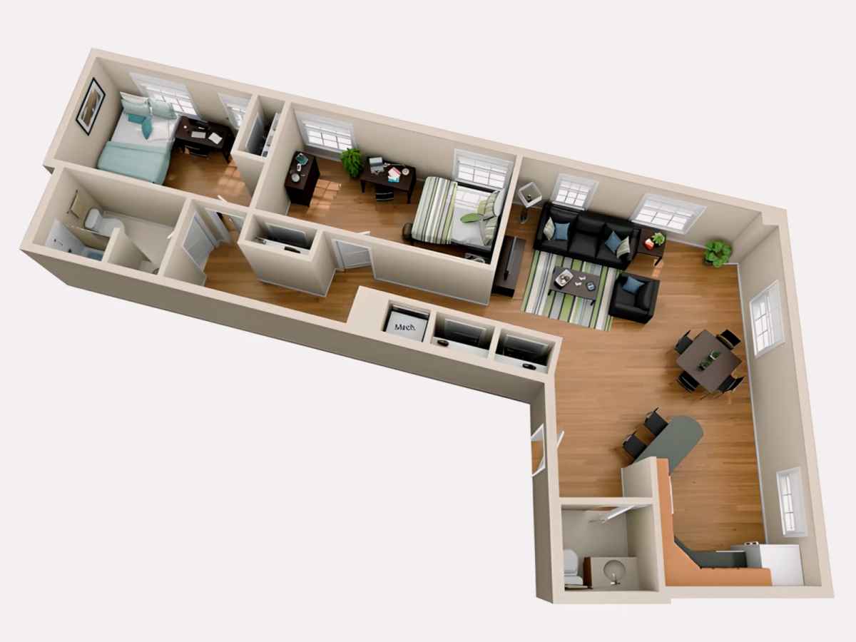 2BR/1.5BA Rooms view 2