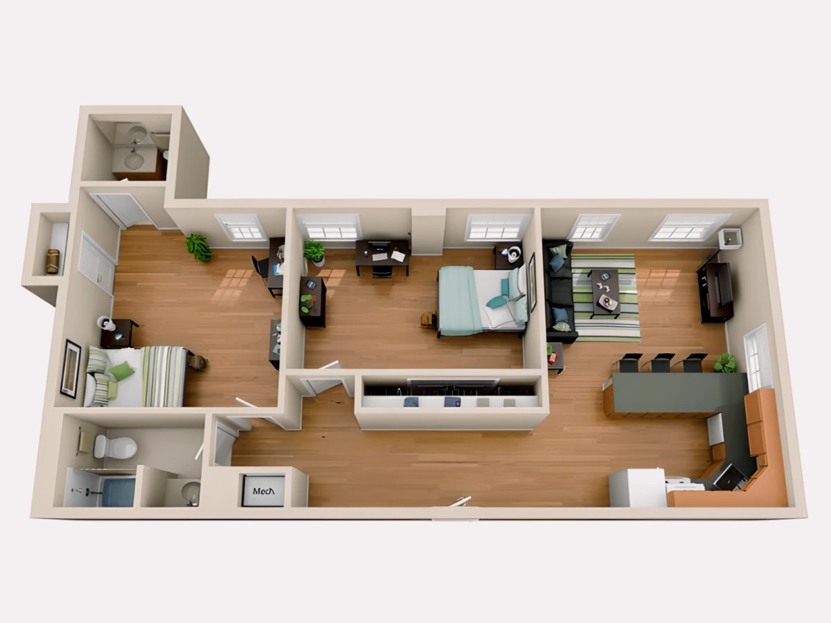 2BR/2BA Rooms view 2