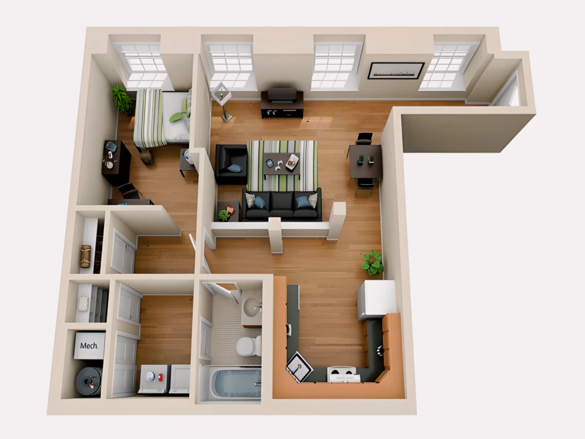 1BR/1BA Rooms view 1