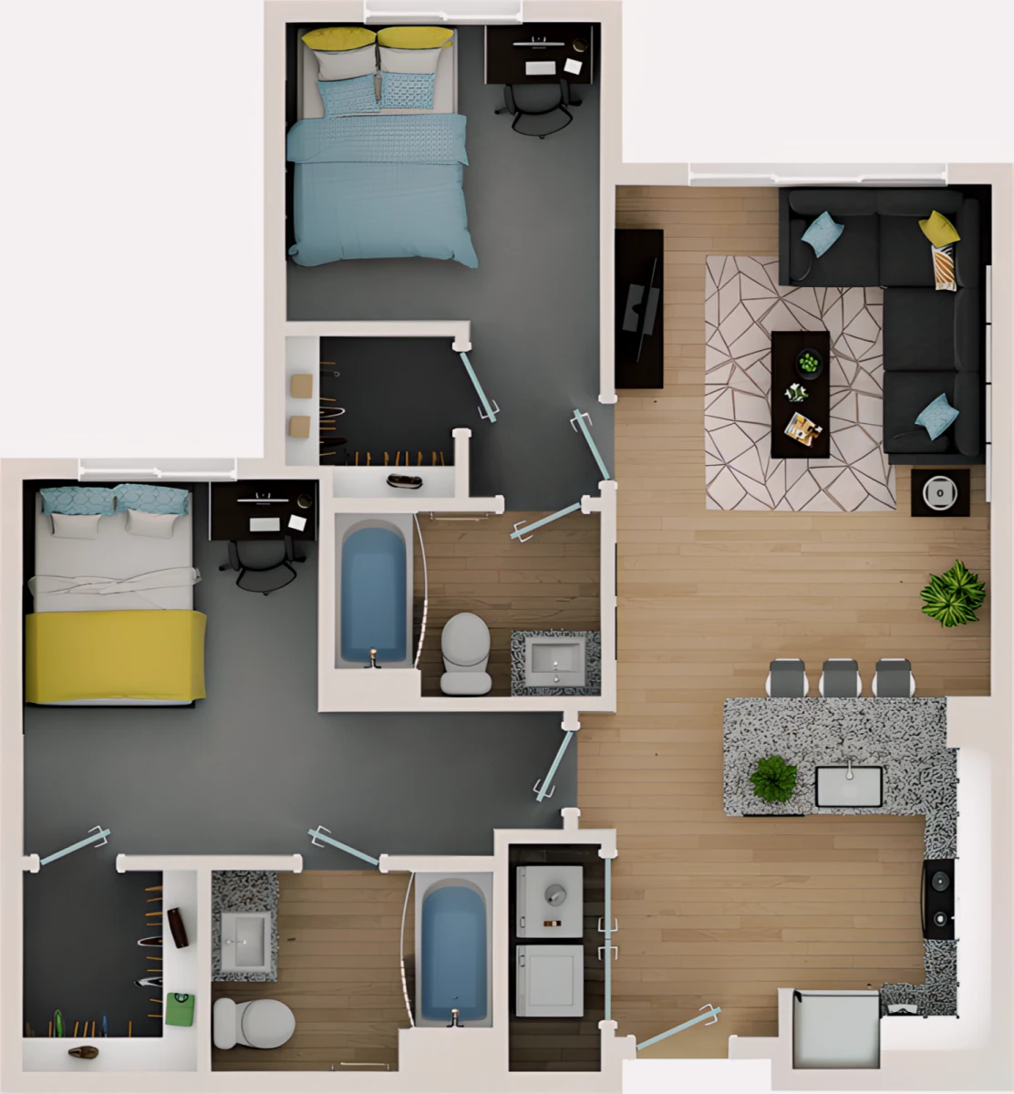 2 Bed 2 Bath B2