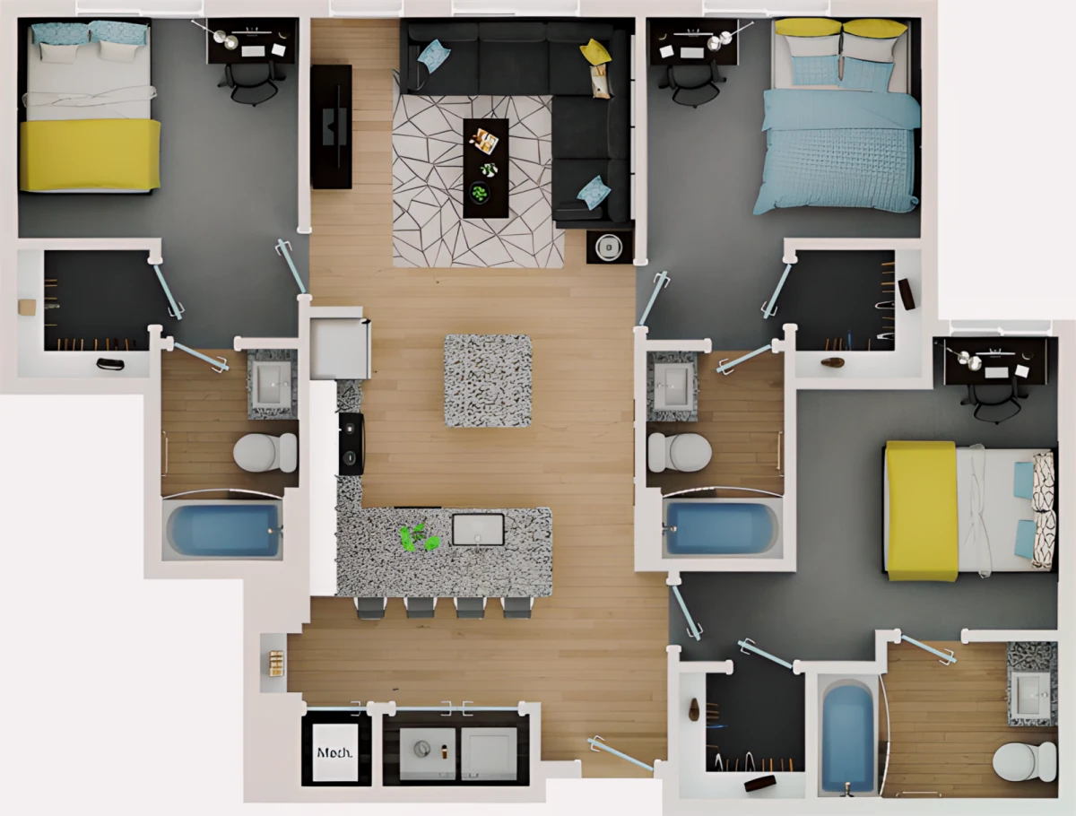 3 Rooms view 1