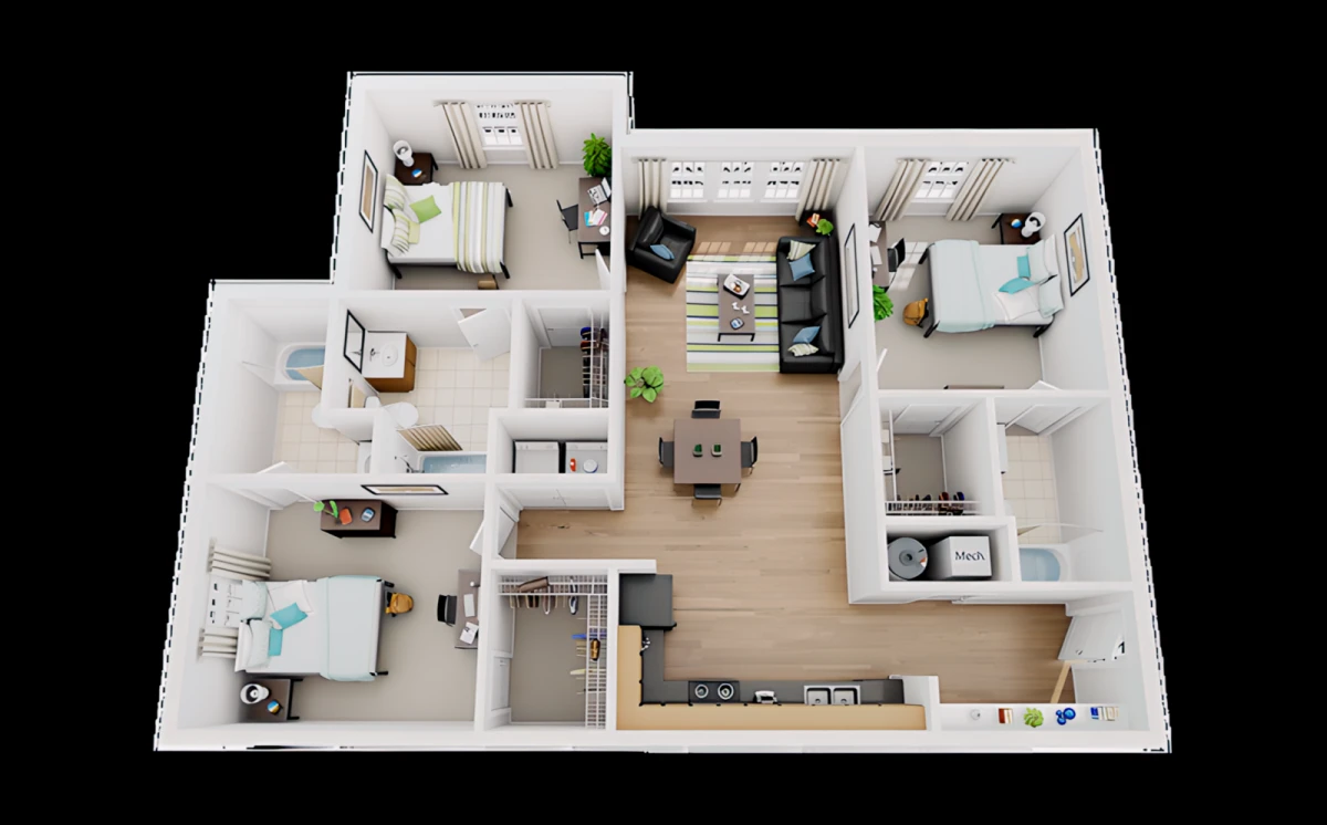 3 Rooms view 1