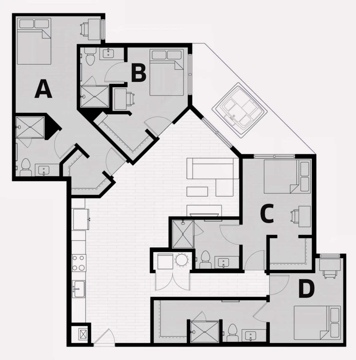 4 Rooms view 3