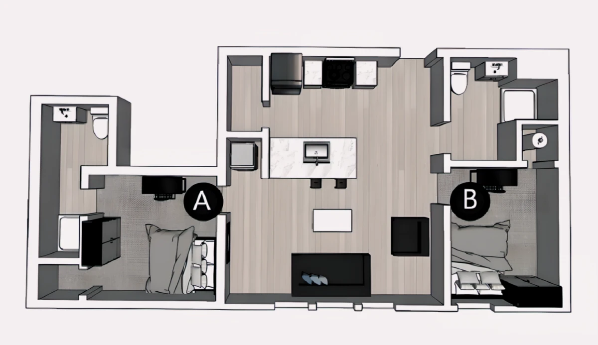 2 Rooms view 1